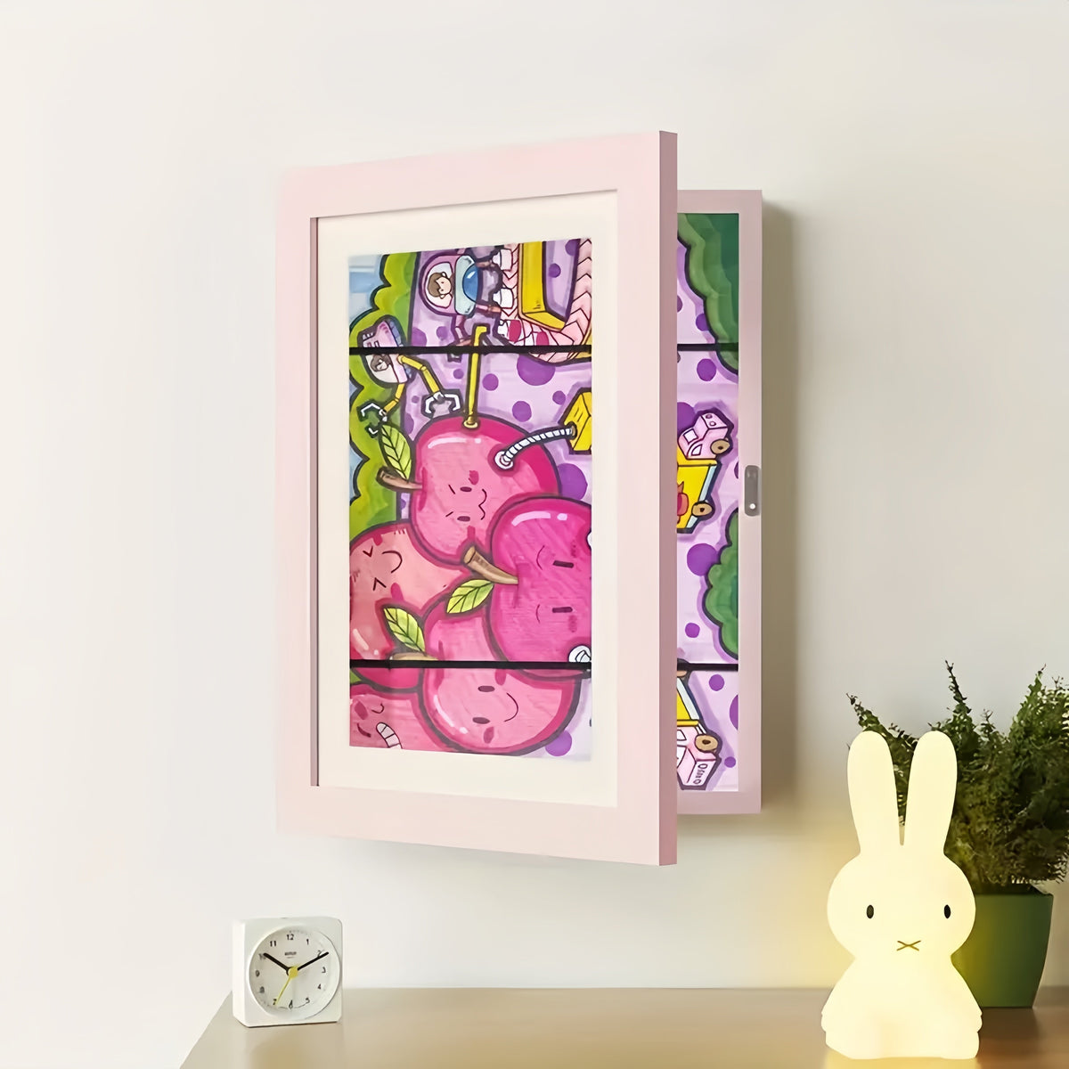Artwork Display Frame with Magnetic Latch and 150-Sheet Storage Capacity All Vera Mart