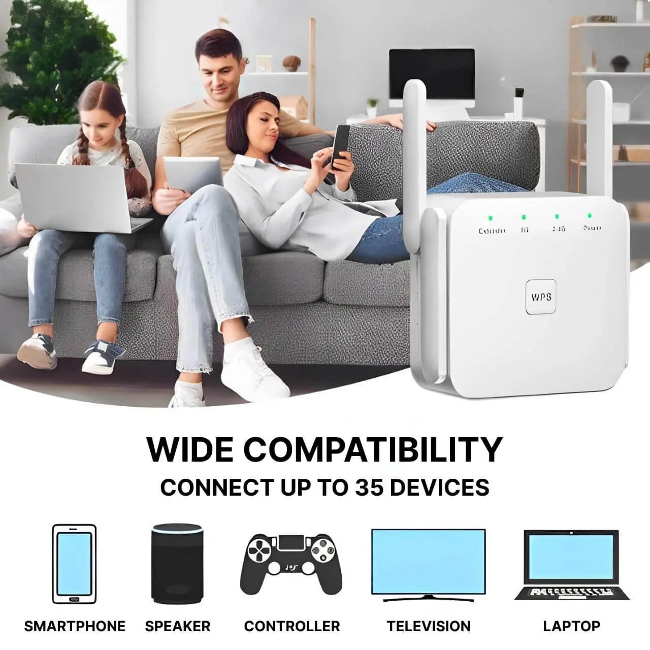 WiFi Extender with Dual-Band Support and Ethernet Port, Long-Range Coverage All Vera Mart