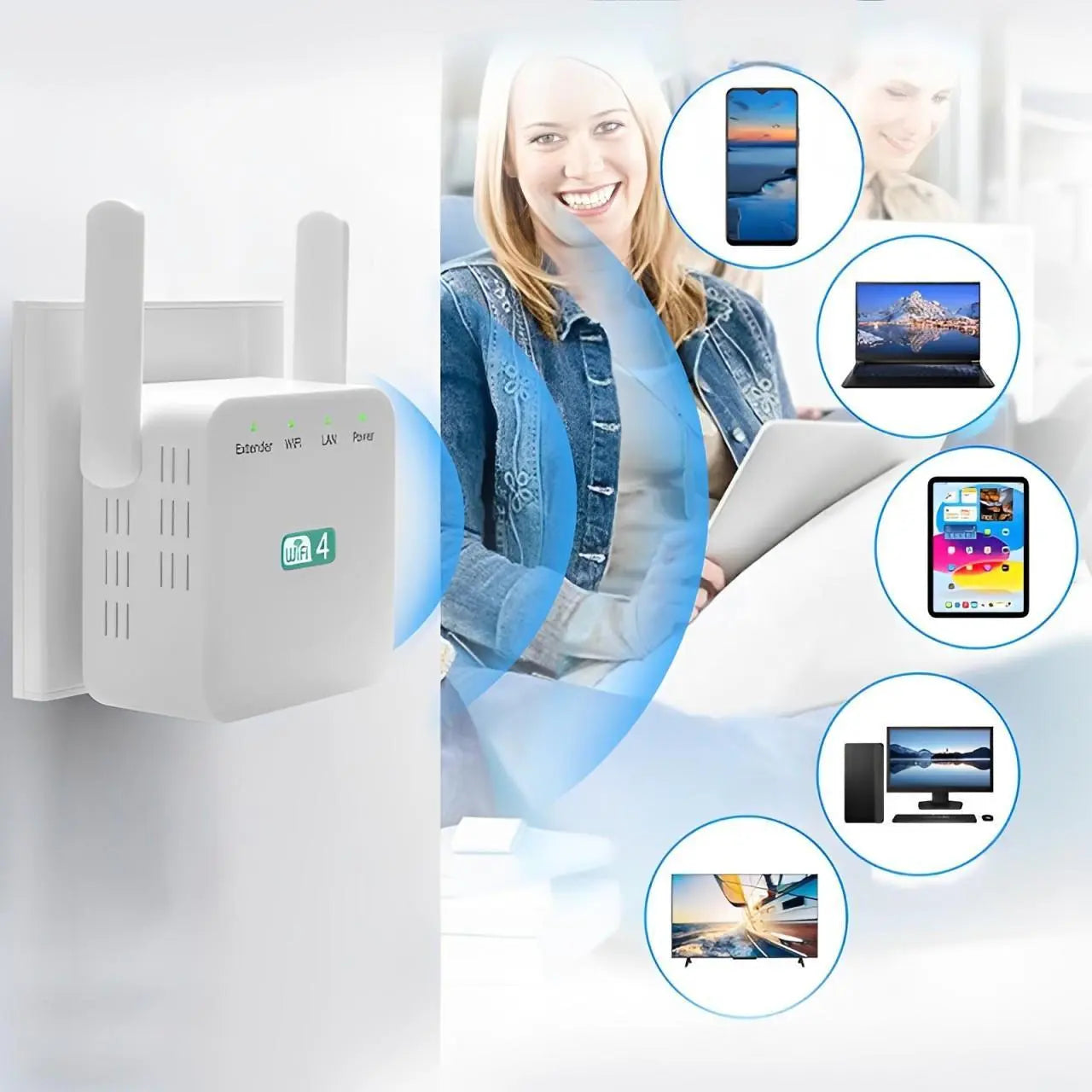 WiFi Extender with Dual-Band Support and Ethernet Port, Long-Range Coverage All Vera Mart