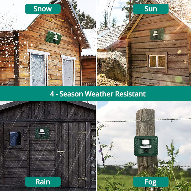 Solar Powered Ultrasonic Animal Repeller with a Motion Sensor That Covers 170 Degrees up to 70 Feet