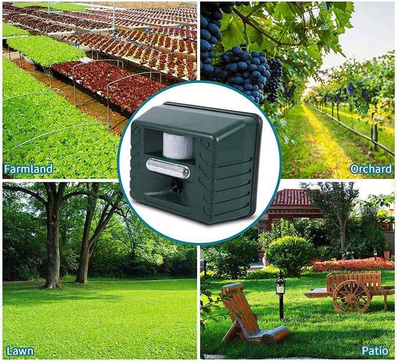 Motion Activated Ultrasonic Animal Repeller with 70 Feet Detection Range and Weatherproof Design All Vera Mart