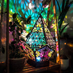 Projection Night Light with Wooden Frame and Colorful Wall Patterns All Vera Mart