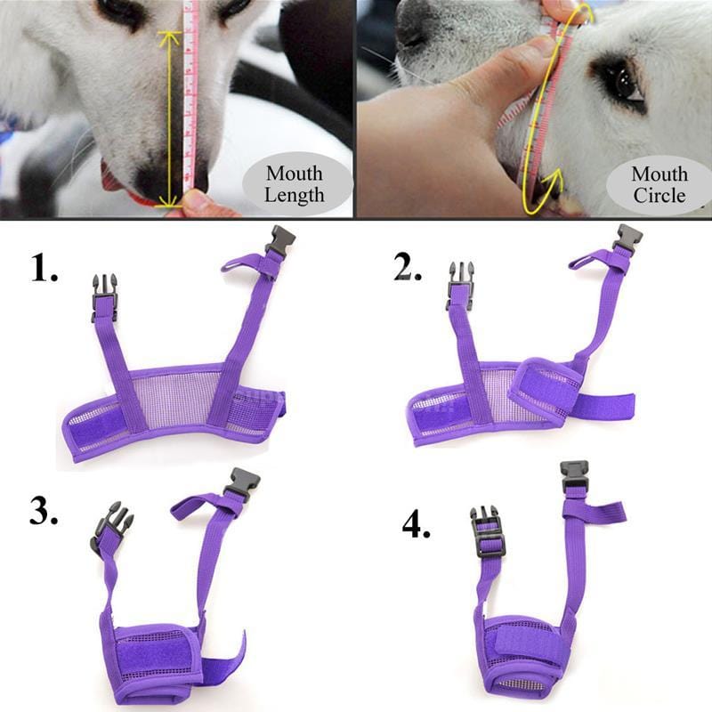 Breathable Mesh Dog Muzzle with Adjustable Strap and Bite Prevention, Five Sizes All Vera Mart