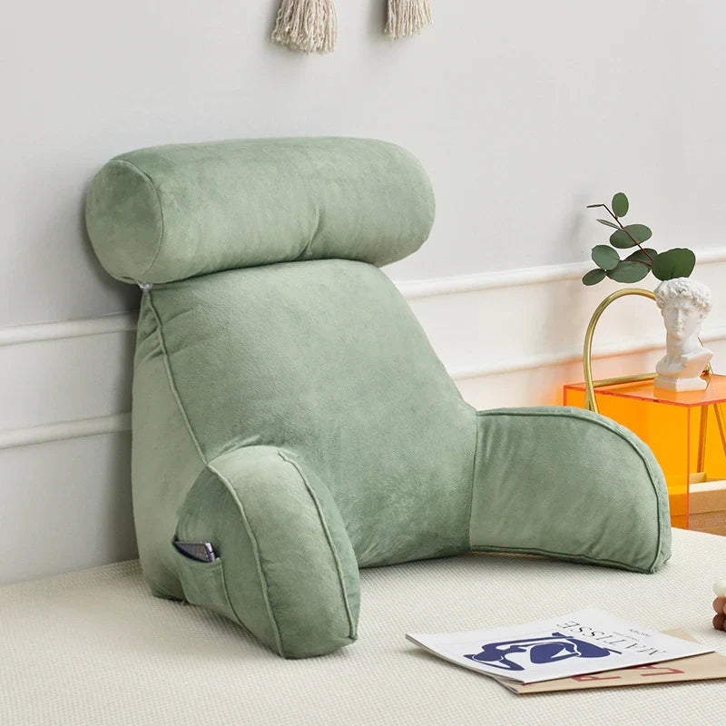Bed Reading Pillow with Adjustable Neck Rest and Side Pocket, 30x18 Inches All Vera Mart