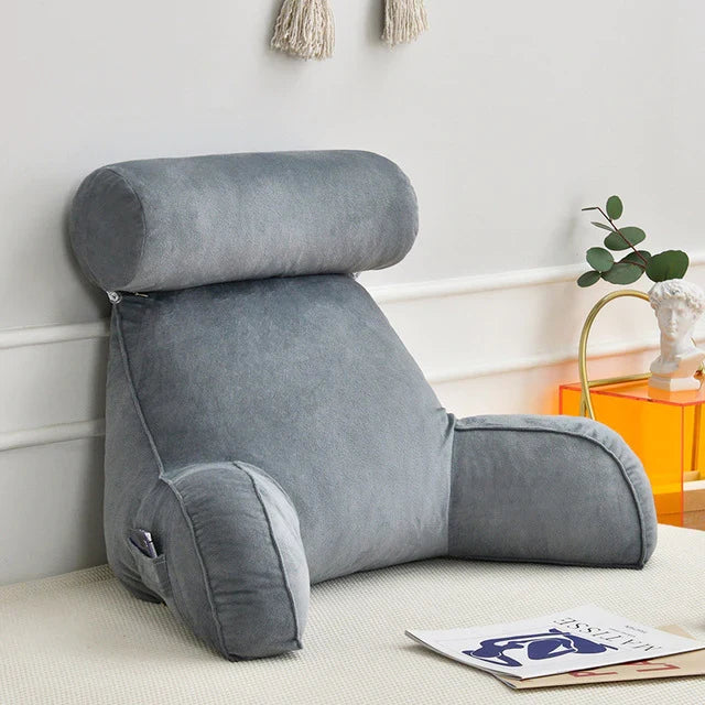 Bed Reading Pillow with Adjustable Neck Rest and Side Pocket, 30x18 Inches All Vera Mart