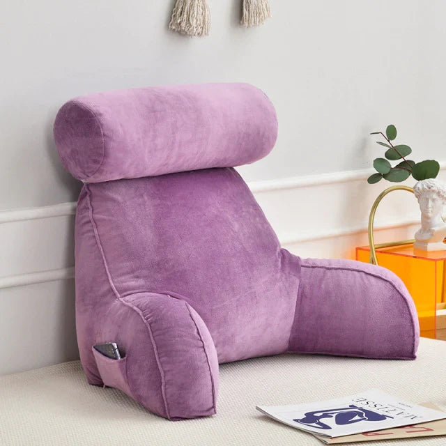 Bed Reading Pillow with Adjustable Neck Rest and Side Pocket, 30x18 Inches All Vera Mart