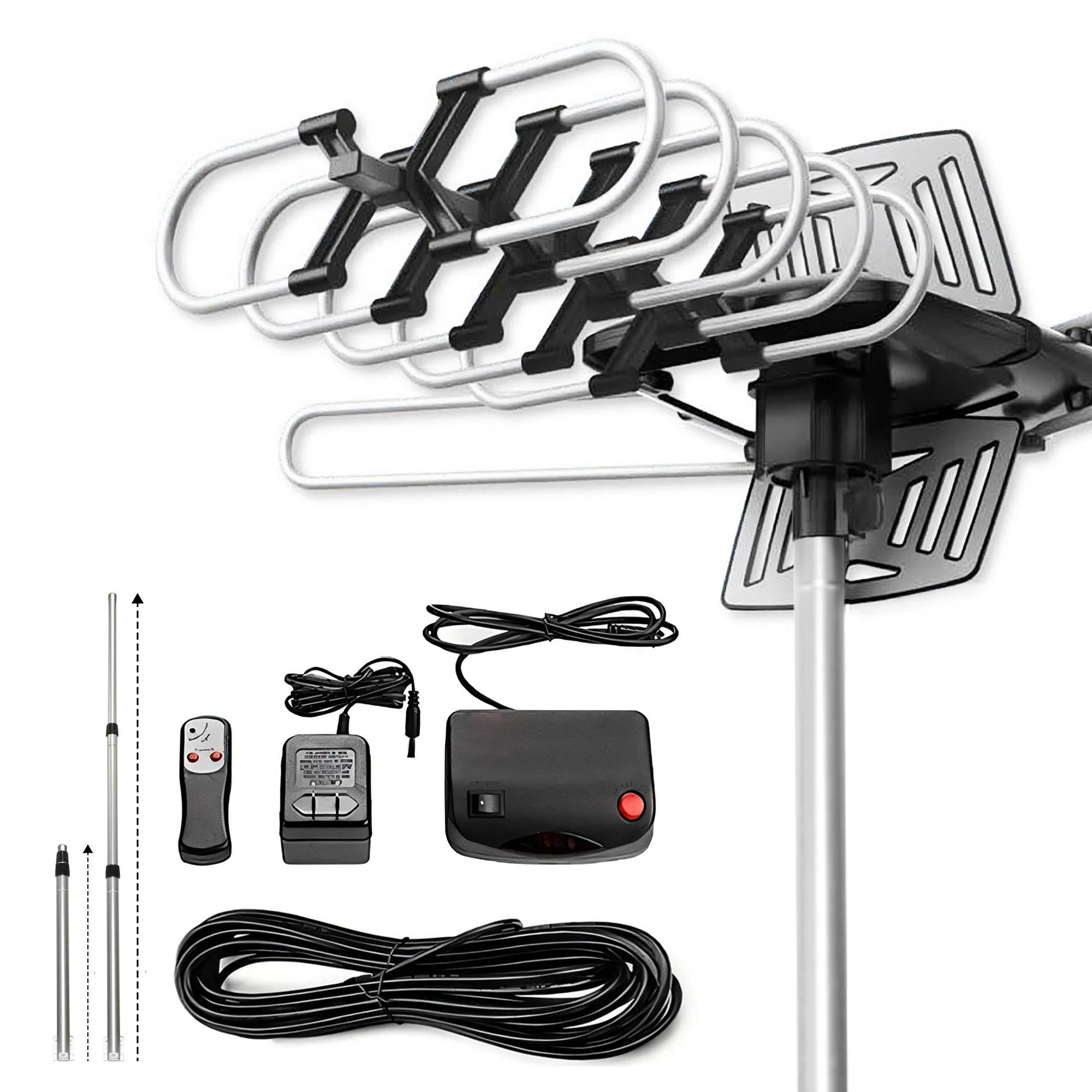 Motorized TV Antenna with 360 Degree Rotation and Signal Amplifier, 33ft Cable All Vera Mart