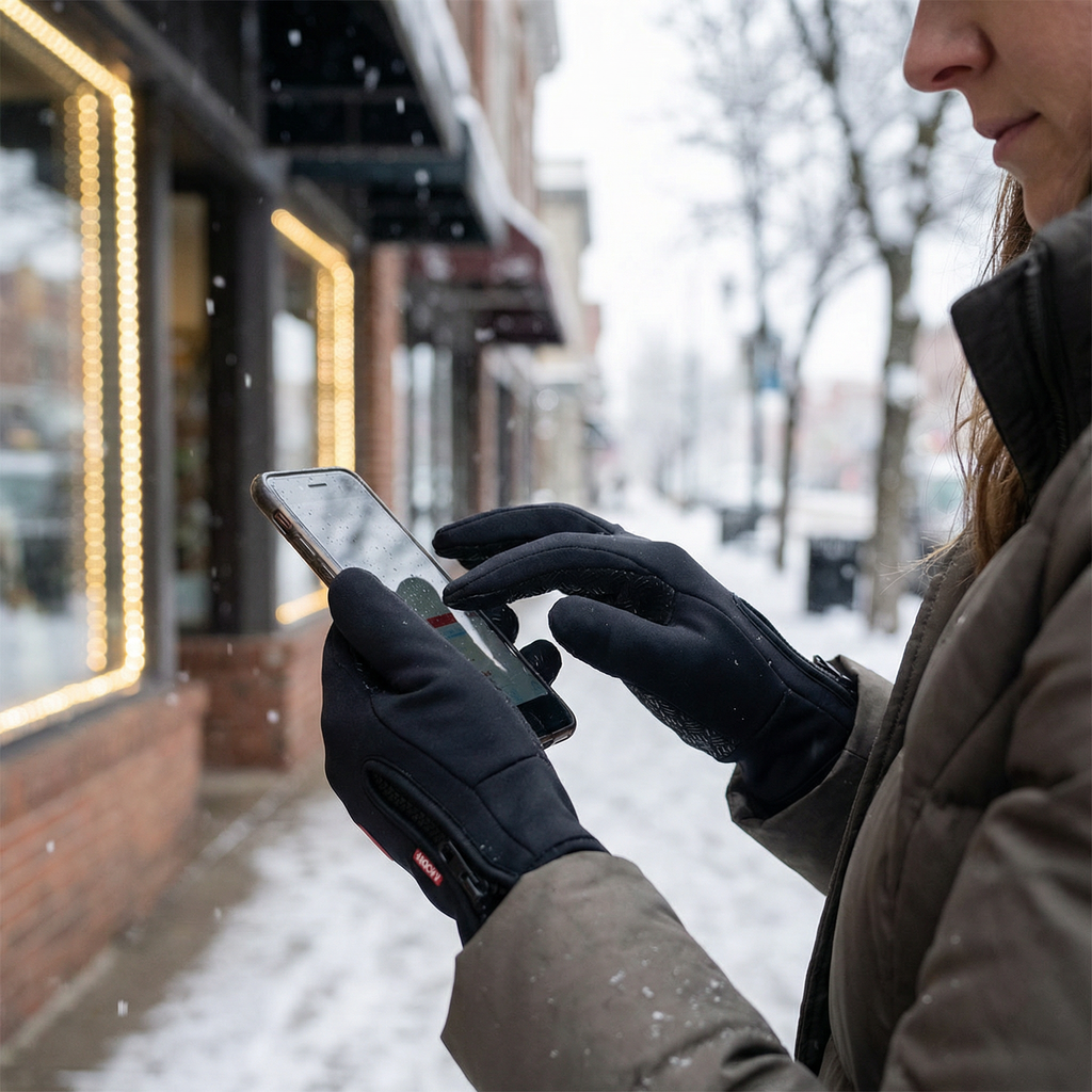 Touchscreen Winter Gloves with Conductive Fingertips and Silicone Palm Grip All Vera Mart
