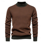 Mock Neck Sweater with Vertical Ribbed Knit and Full Sleeves, Tailored Fit All Vera Mart