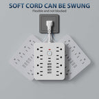 Multi-Port Power Strip with 14 Outlets and Surge Protection, Compact Desktop Design All Vera Mart