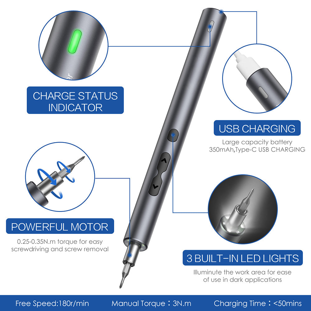 Precision Electric Screwdriver with 120 Bits and Built-in LED Lights All Vera Mart