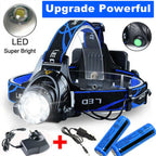 Rechargeable LED Headlamp with Adjustable Zoom and Triple Beam Modes, Water Resistant All Vera Mart