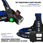 Rechargeable LED Headlamp with Adjustable Zoom and Triple Beam Modes, Water Resistant All Vera Mart