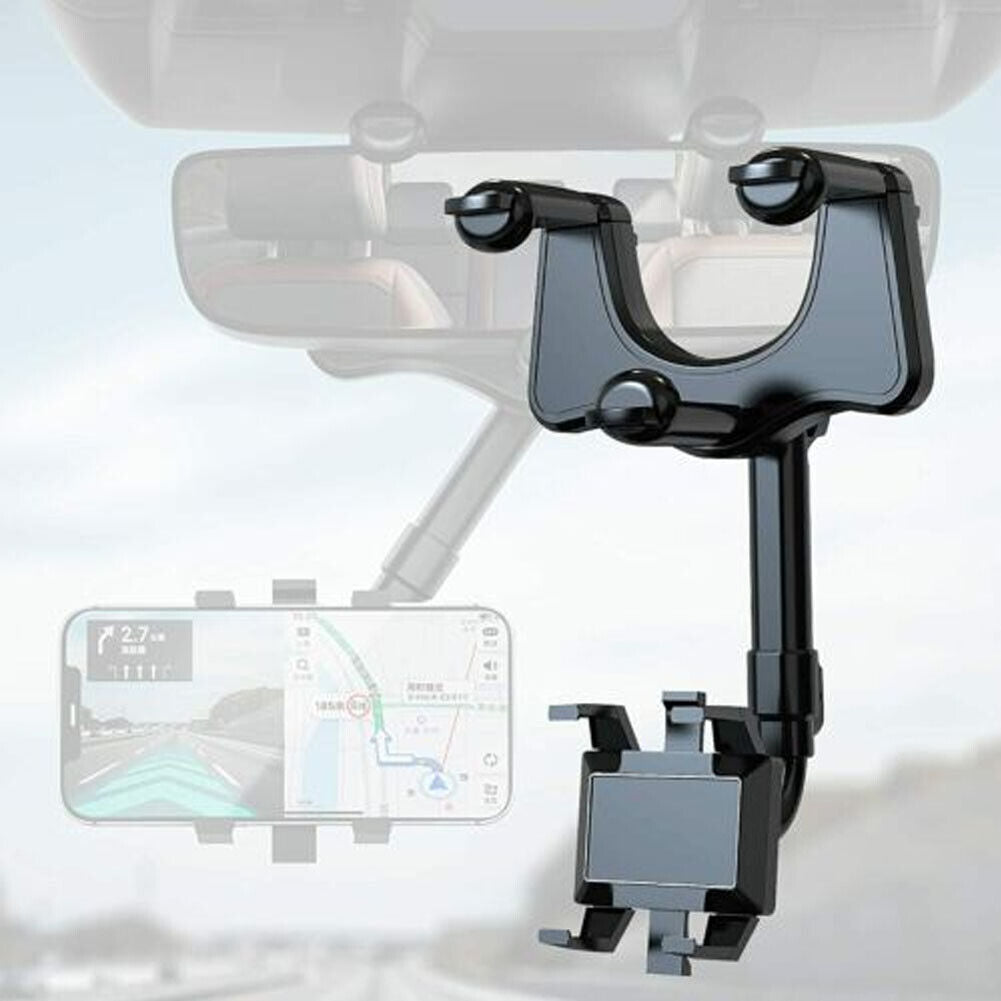 Rearview Mirror Phone Mount with 360 Degree Rotation and Retractable Arm All Vera Mart