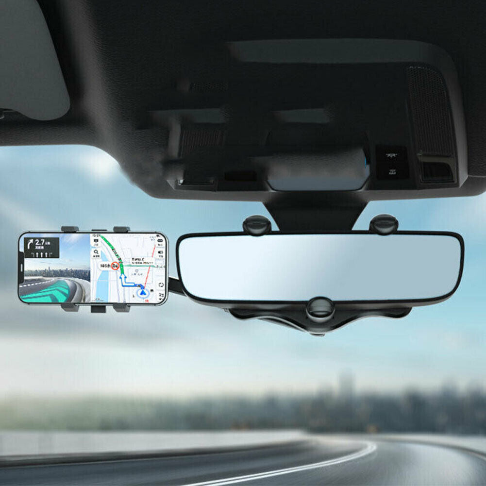 Rearview Mirror Phone Mount with 360 Degree Rotation and Retractable Arm All Vera Mart