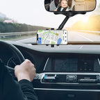 Rearview Mirror Phone Mount with 360 Degree Rotation and Retractable Arm All Vera Mart