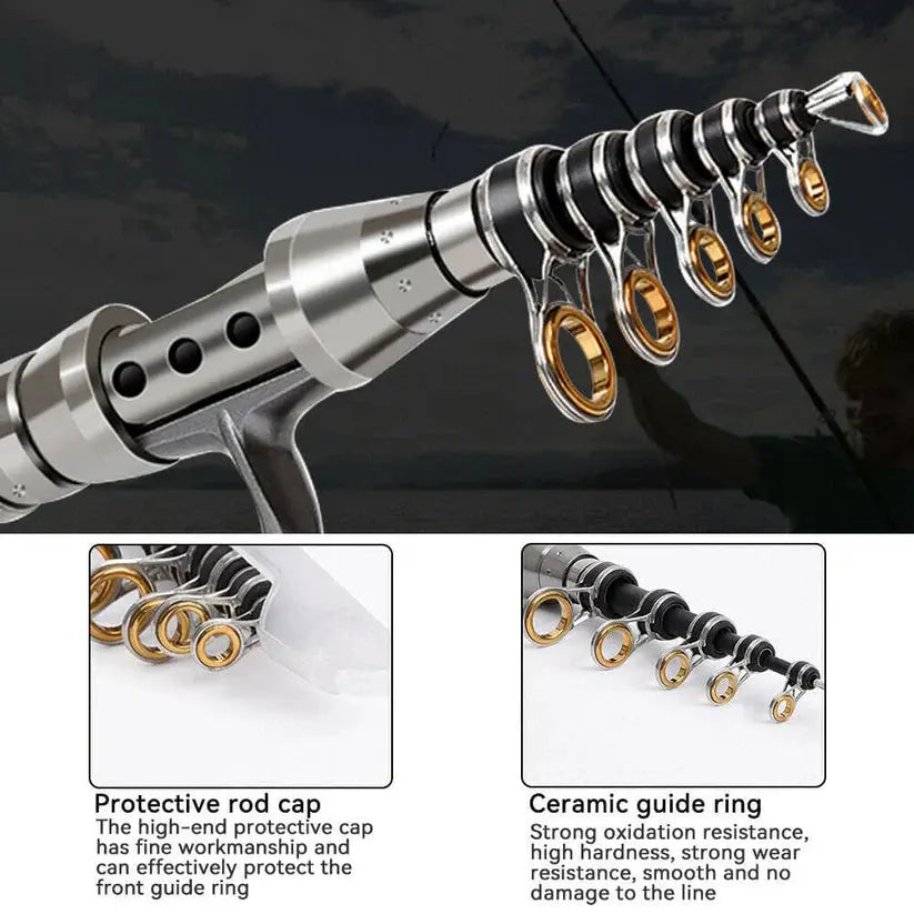 Telescopic Fishing Rod Kit with Spinning Reel and 100-Meter Line, Tackle Box All Vera Mart