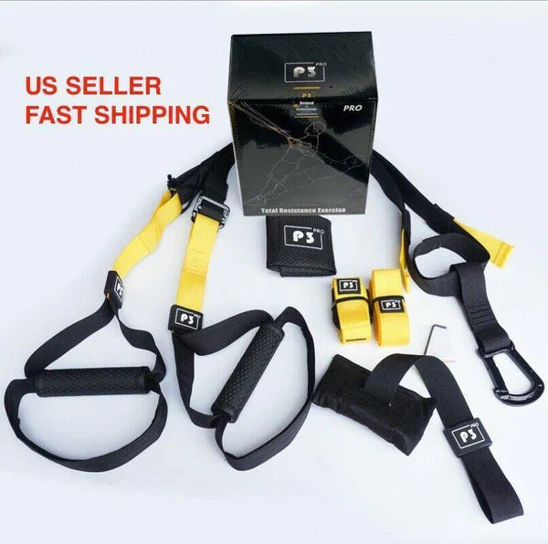 Suspension Trainer System with Adjustable Resistance Straps and Door Anchor, 400lb Capacity All Vera Mart