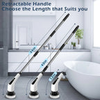 Cordless Spin Scrubber with 8 Interchangeable Heads and Adjustable Handle for Tile, Tubs, Counters All Vera Mart
