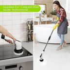 Cordless Spin Scrubber with 8 Interchangeable Heads and Adjustable Handle for Tile, Tubs, Counters All Vera Mart