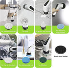 Cordless Spin Scrubber with 8 Interchangeable Heads and Adjustable Handle for Tile, Tubs, Counters All Vera Mart