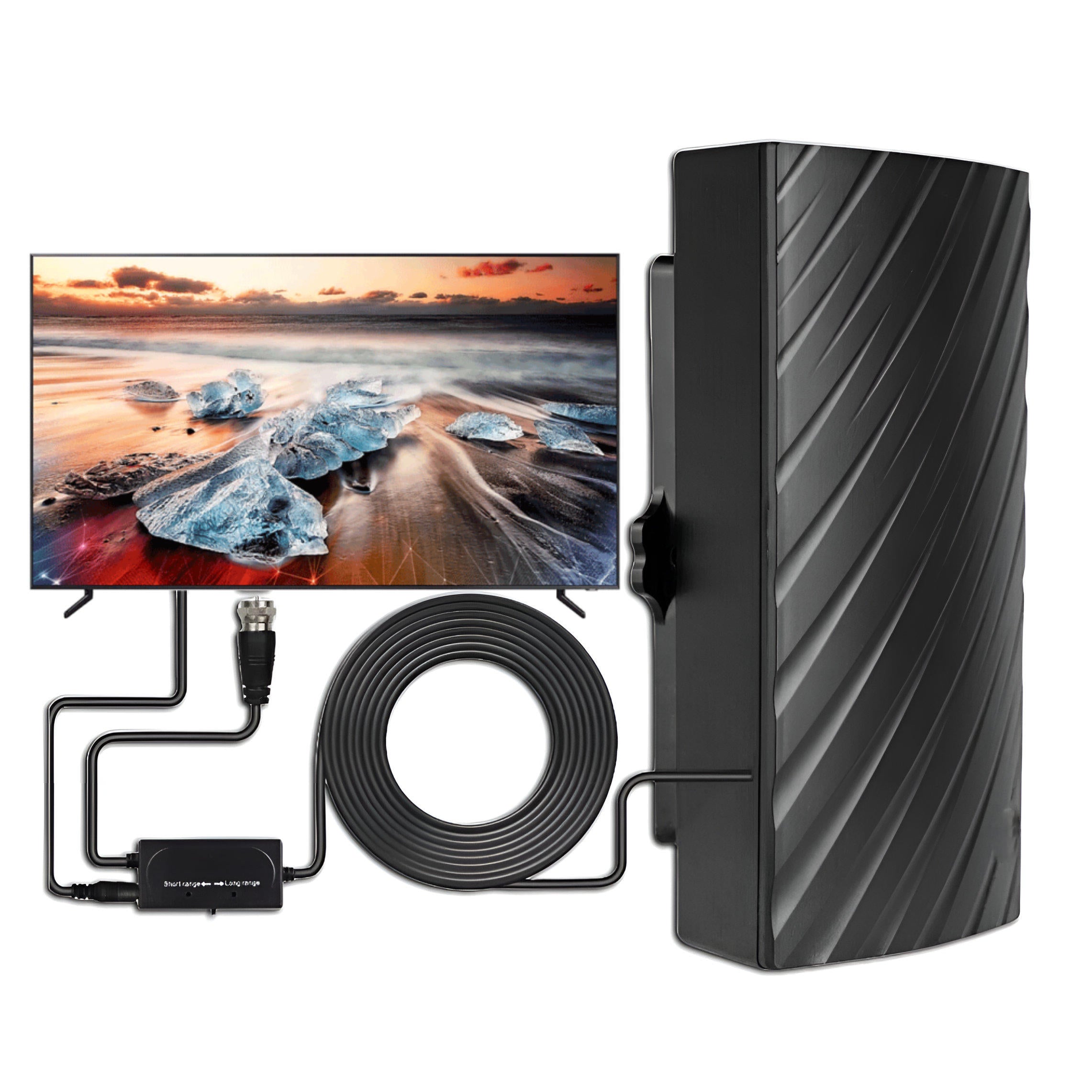 Amplified HDTV Antenna with 460 Mile Range and 39dB Signal Booster, Indoor Outdoor All Vera Mart