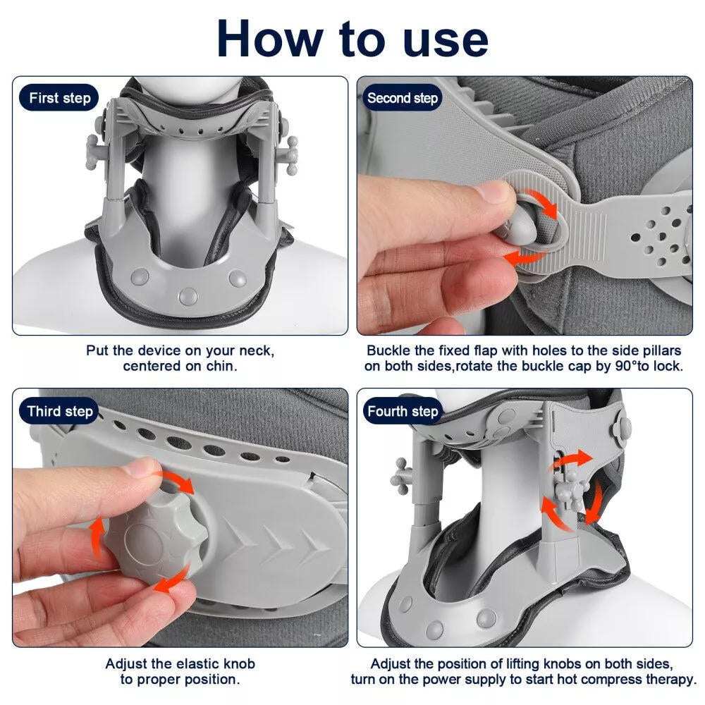 Cervical Traction Device with Eight Airbag Columns and Heat Therapy, Five Height Settings All Vera Mart