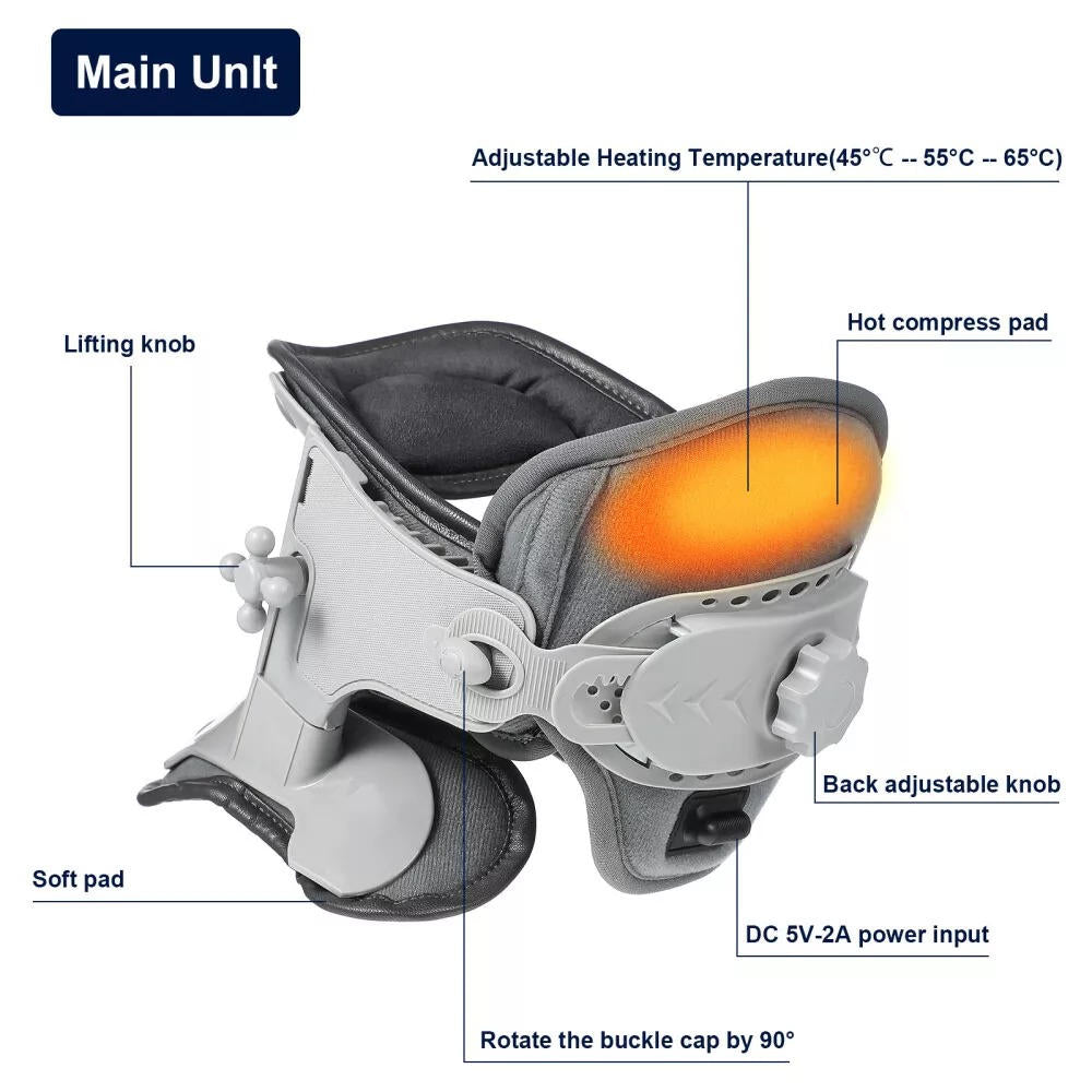 Cervical Traction Device with Eight Airbag Columns and Heat Therapy, Five Height Settings All Vera Mart