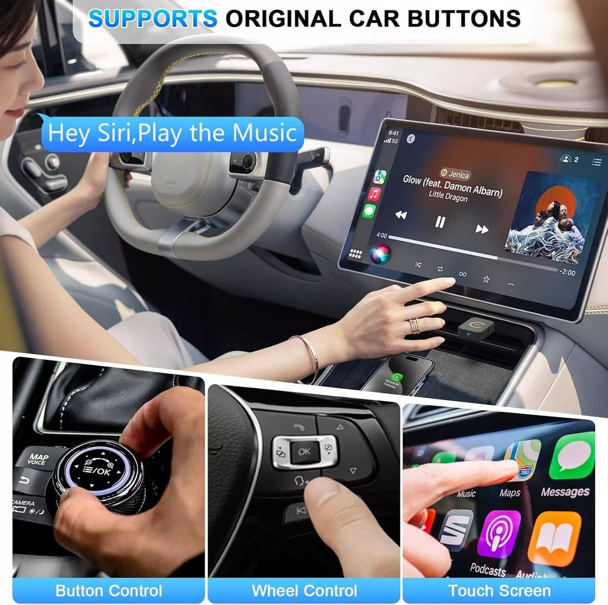 CarPlay Wireless Adapter with Dual Band Technology and Auto Reconnect All Vera Mart