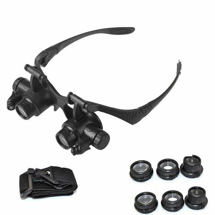 Magnifying Headband Glasses with Dual LED Lights and Interchangeable 10X-25X Lenses All Vera Mart