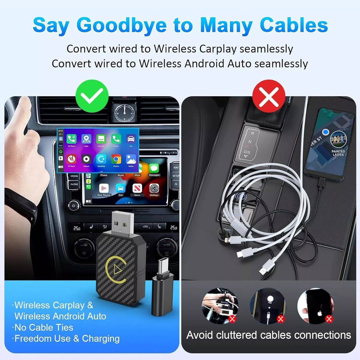 CarPlay Wireless Adapter with Dual Band Technology and Auto Reconnect All Vera Mart
