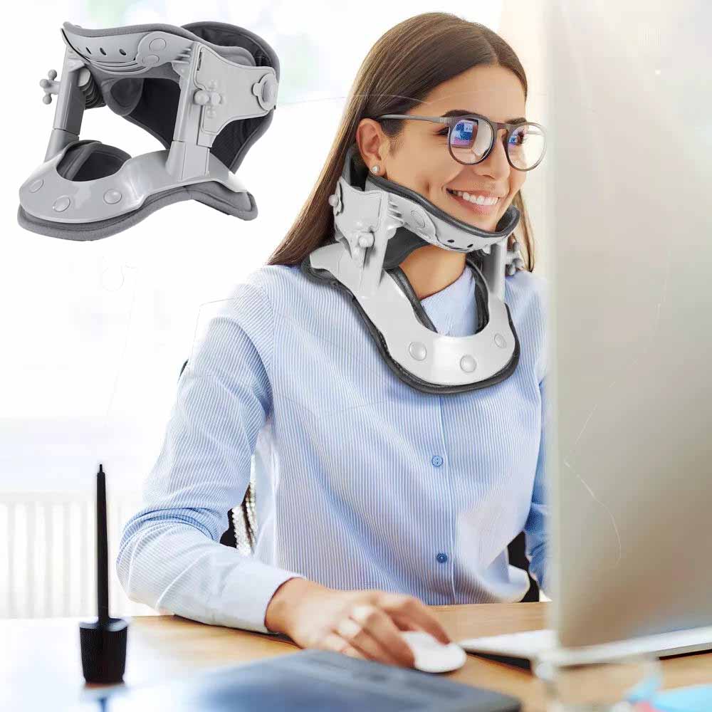 Cervical Traction Device with Eight Airbag Columns and Heat Therapy, Five Height Settings All Vera Mart
