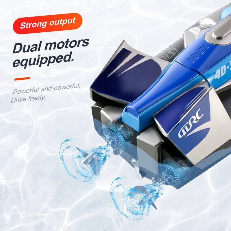 Remote Control Boat with Dual Motors and LED Lights, 35 km/h Speed All Vera Mart