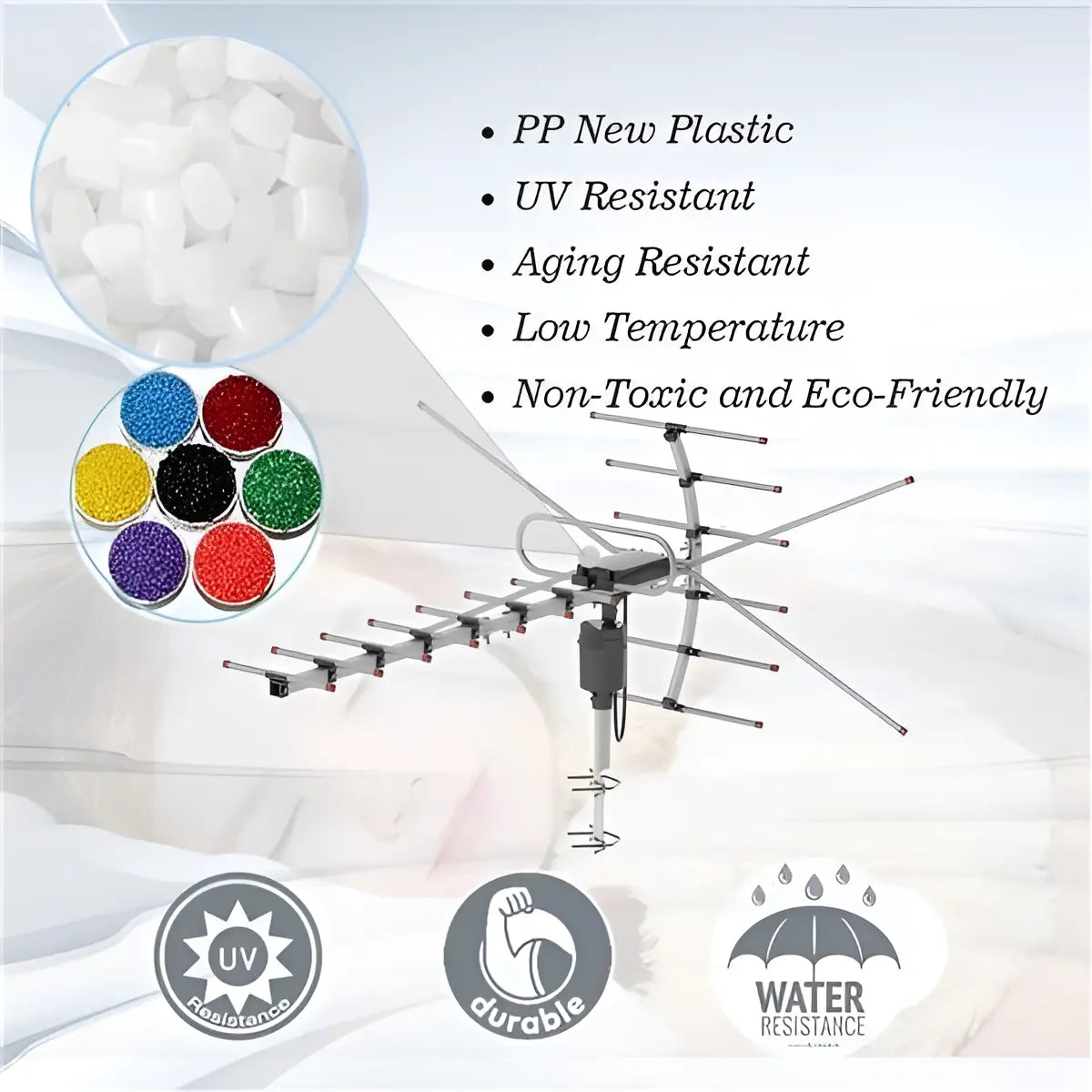 Motorized Outdoor HD TV Antenna with 360° Rotation and Interference Filter, Weatherproof All Vera Mart