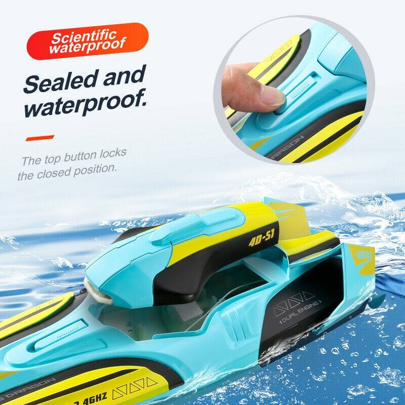 Remote Control Boat with Dual Motors and LED Lights, 35 km/h Speed All Vera Mart