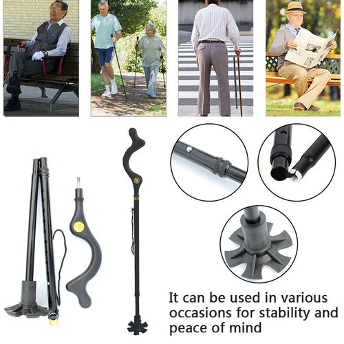 Adjustable Walking Stick with Ergonomic Handle and 360-Degree Rotating Tip, 300lb Capacity All Vera Mart
