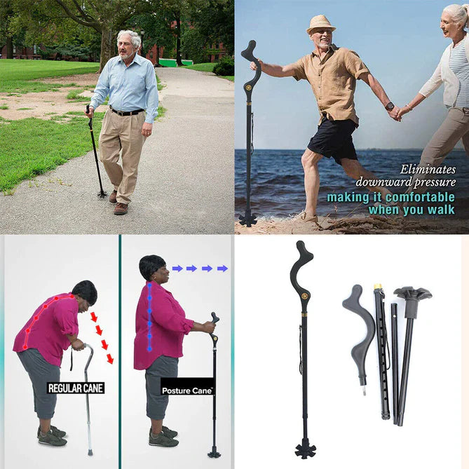 Adjustable Walking Stick with Ergonomic Handle and 360-Degree Rotating Tip, 300lb Capacity All Vera Mart