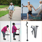 Adjustable Walking Stick with Ergonomic Handle and 360-Degree Rotating Tip, 300lb Capacity All Vera Mart