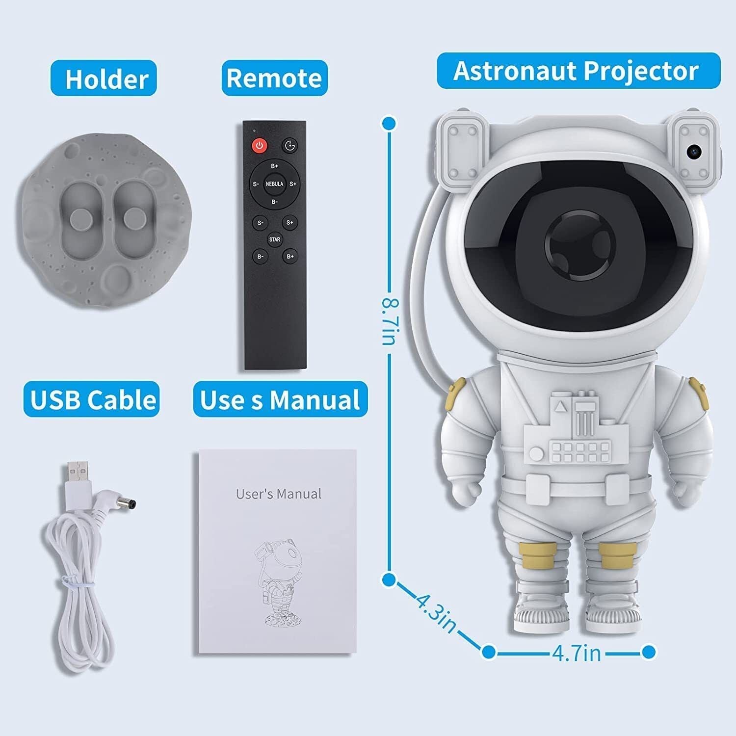 Galaxy Projector with 8 Nebula Patterns and Remote Control, Astronaut Design All Vera Mart