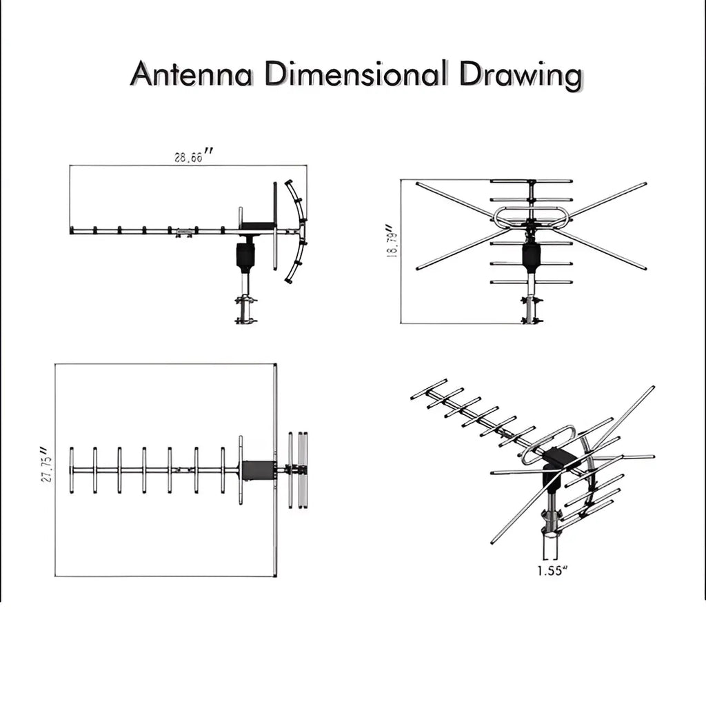 Motorized Outdoor HD TV Antenna with 360° Rotation and Interference Filter, Weatherproof All Vera Mart