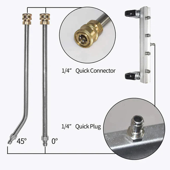 Pressure Washer Undercarriage Cleaner with Three Interchangeable Wands and Four Nozzles All Vera Mart