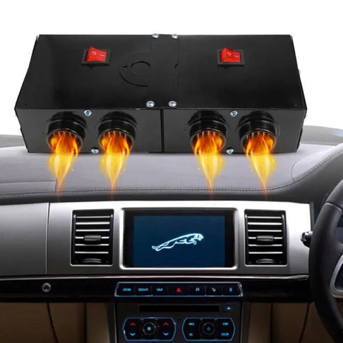 12V Car Heater with Four Air Outlets and Dual Zone Control, 500W Portable Dash Unit All Vera Mart