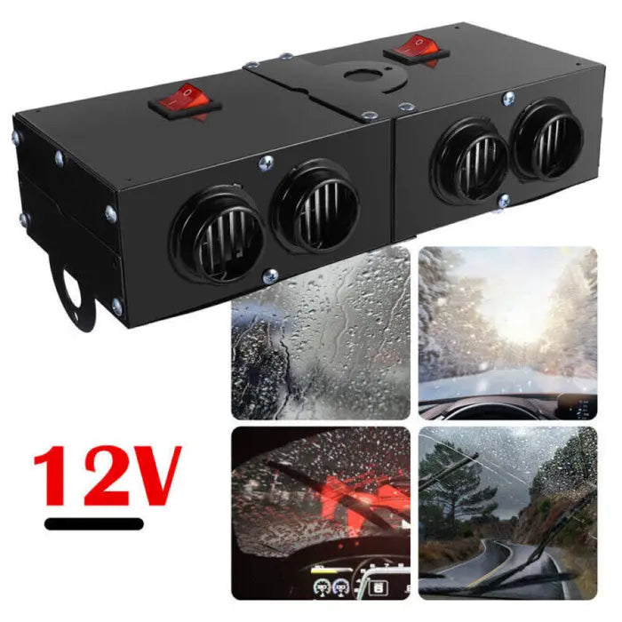 12V Car Heater with Four Air Outlets and Dual Zone Control, 500W Portable Dash Unit All Vera Mart