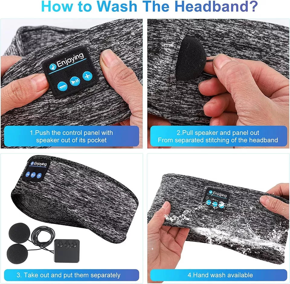 Wireless Sleep Band with Light Blocking Eye Mask and Padded Speakers, Three Night Battery All Vera Mart