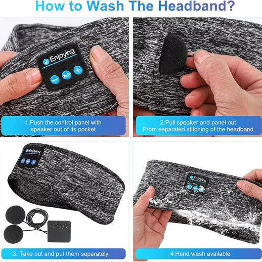 Wireless Sleep Headband with Flat Speakers and Eye Cover, Three Night Battery All Vera Mart