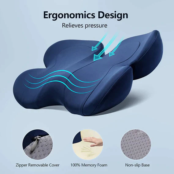 Memory Foam Seat Cushion with Nonslip Bottom and Breathable Cover All Vera Mart