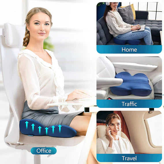 Memory Foam Seat Cushion with Nonslip Bottom and Breathable Cover All Vera Mart