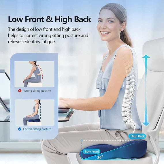 Memory Foam Seat Cushion with Nonslip Bottom and Breathable Cover All Vera Mart