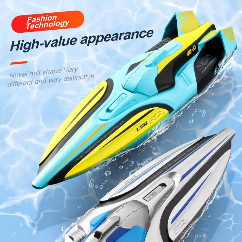 Remote Control Boat with Dual Motors and LED Lights, 35 km/h Speed All Vera Mart