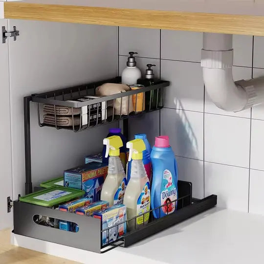 2 Tier Slide Out Under Sink Organizer Allvera-mart